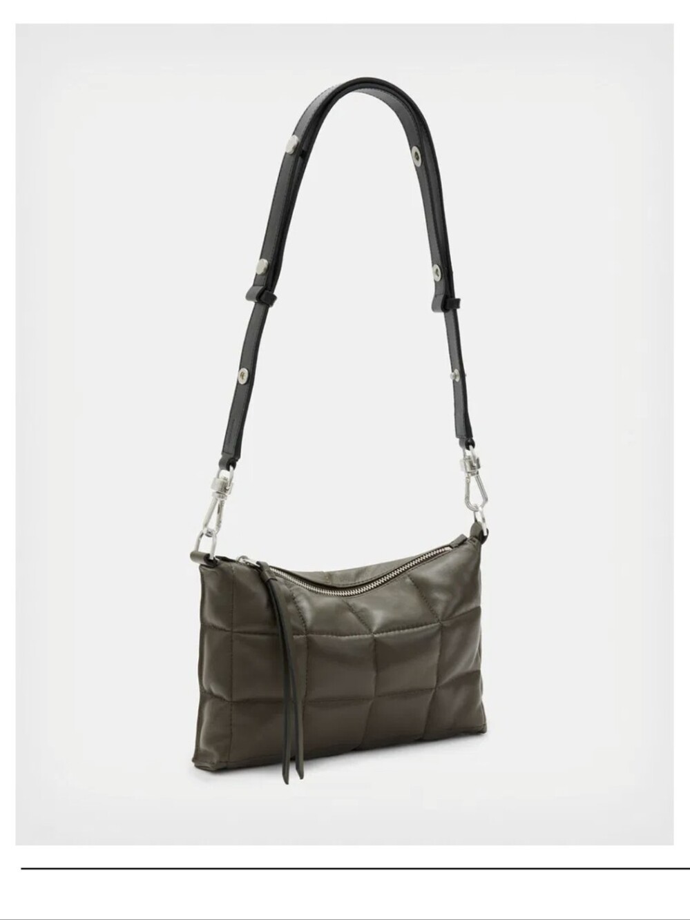 All Saints Olive Quilted Leather Eve Shoulder Bag - Picture 4 of 15